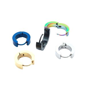 New Niche Round Double-Sided Men's Earrings Stainless Steel Ear Clips - Wholesale