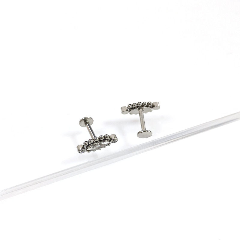 G23 Titanium Earrings with 5A Zircon - Factory Direct Body Jewelry Custom Design - Image 4