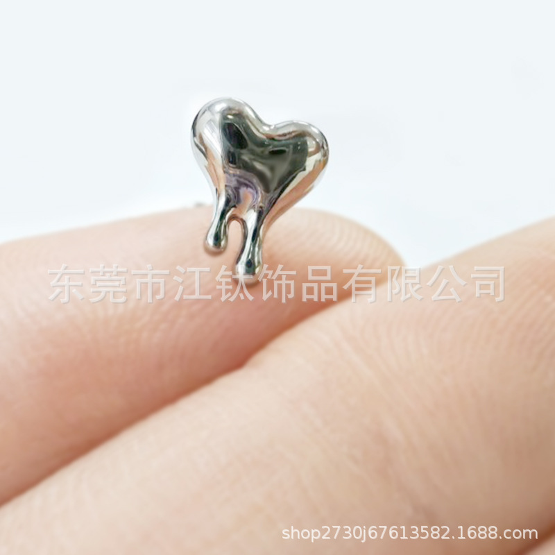 F136 Titanium Heart Shaped Ear Cartilage Stud Earring G23 Alloy Body Piercing Jewelry - Image 4