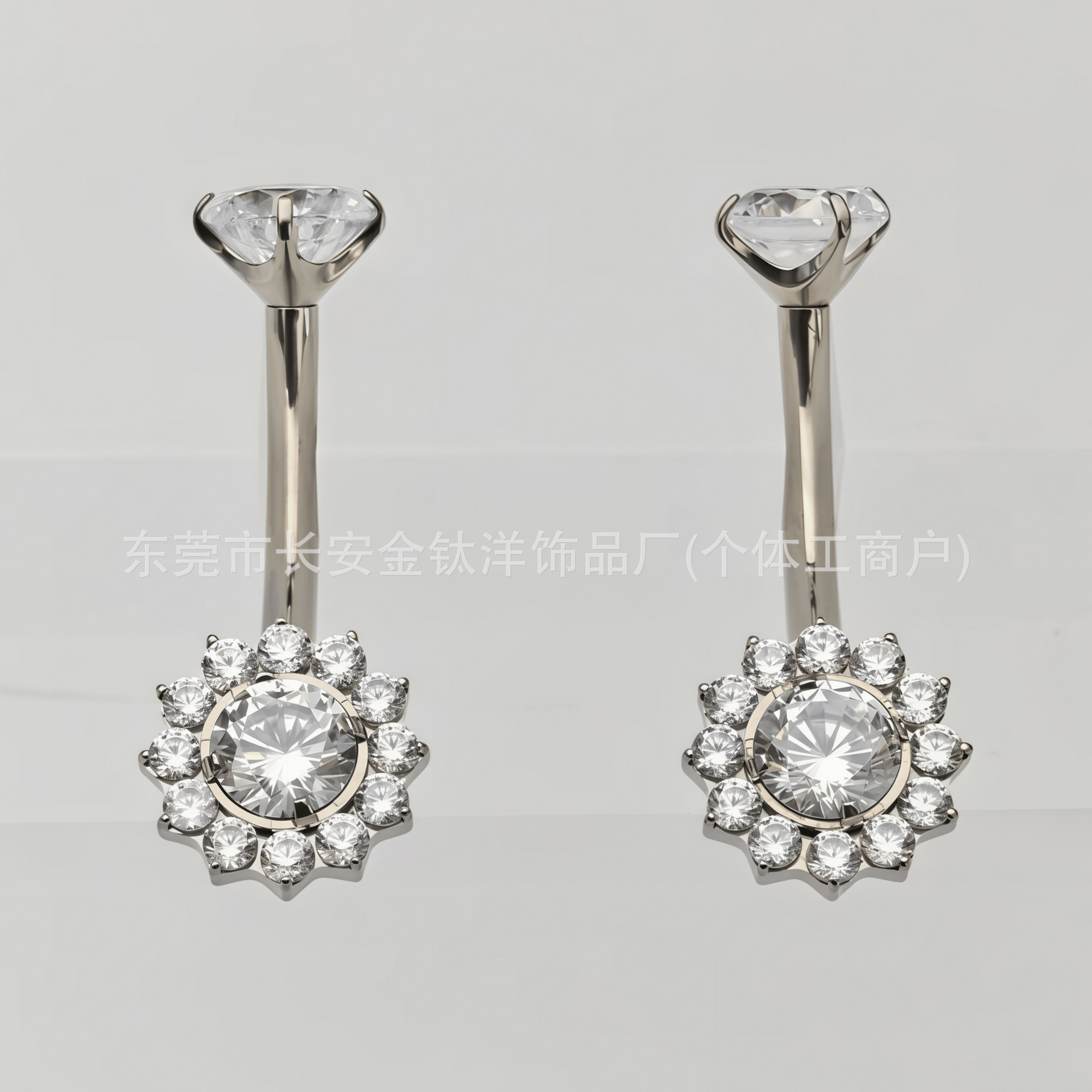 F136 Titanium Internal Thread Full Diamond Round Zircon Navel Piercing Ring G23 Titanium Alloy Body Piercing Jewelry - Image 3