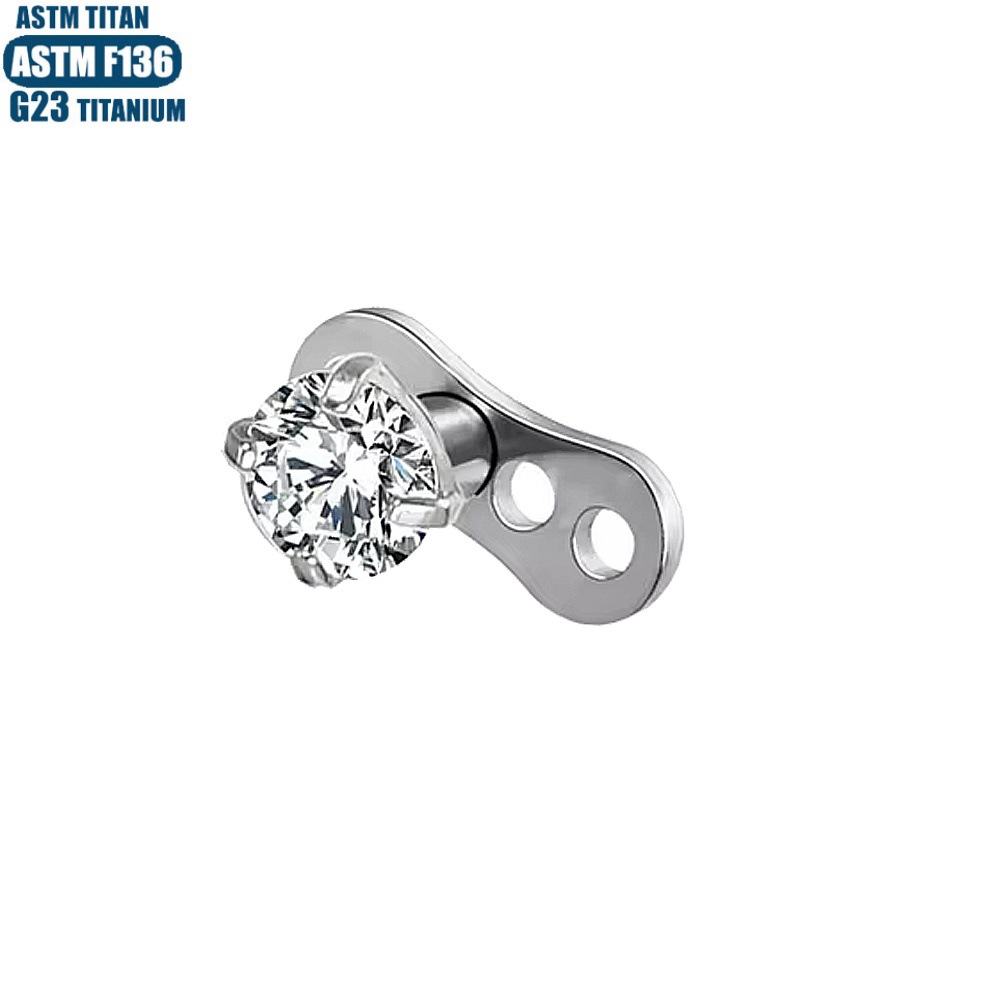 F136 Titanium Implant Nail Zircon Internal Thread Skin Implant Piercing Jewelry Unisex - Image 2