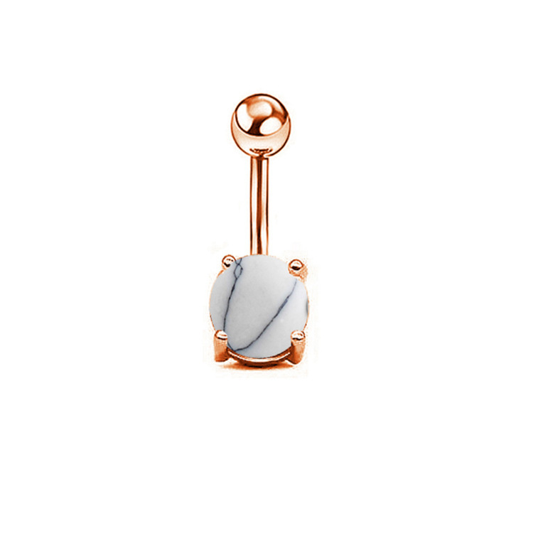 Rose Gold 5-Piece Set Opal Turquoise Navel Ring Zircon Belly Button Piercing Jewelry Stainless Steel - Image 5