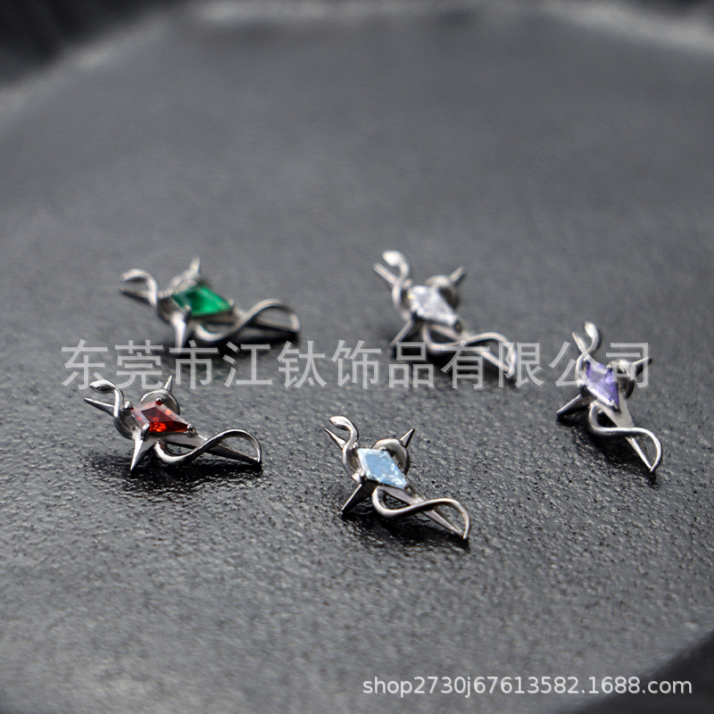 G23 Titanium Alloy Snake-Shaped Four-Pointed Star Piercing Earrings for Cartilage - Image 3