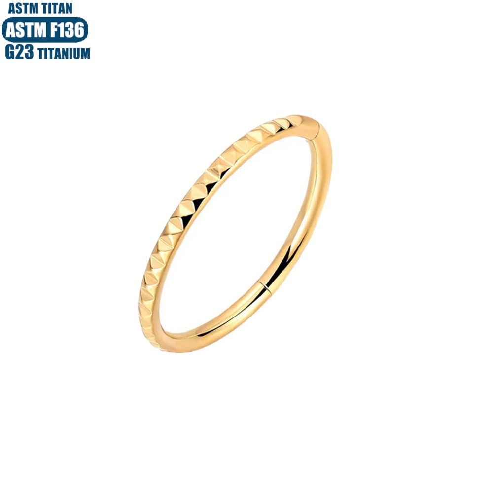 F136 Titanium Hinge Nose Ring Side Pyramid CNC Carved Conch Pierced Earrings Seamless Ring Closed Ring Jewelry - Image 4