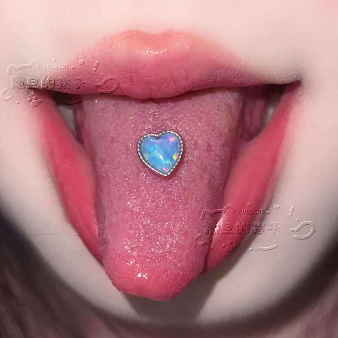 Satan's Child London Blue Opal Tongue Barbell 16mm Bar 1.6mm Thick Drinkable Tongue Ring - Image 2