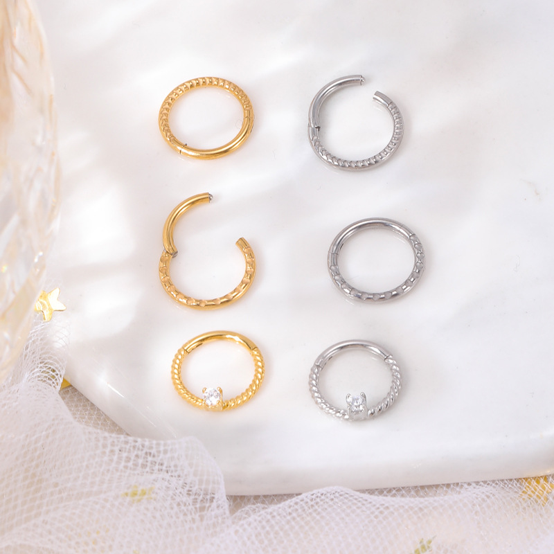 2023 New Hot Sale Stainless Steel Diamond Nose Ring Zircon Nose Ornaments Women's Elegant Fashion Split Ring Universal Ring - Image 4