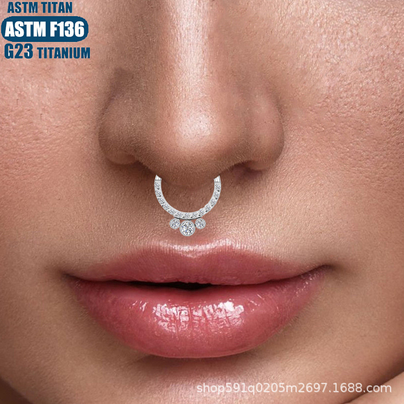 G23 Titanium Hinge Zircon Nose Ring Seamless Open Ring Conch Cartilage Earring - Image 4