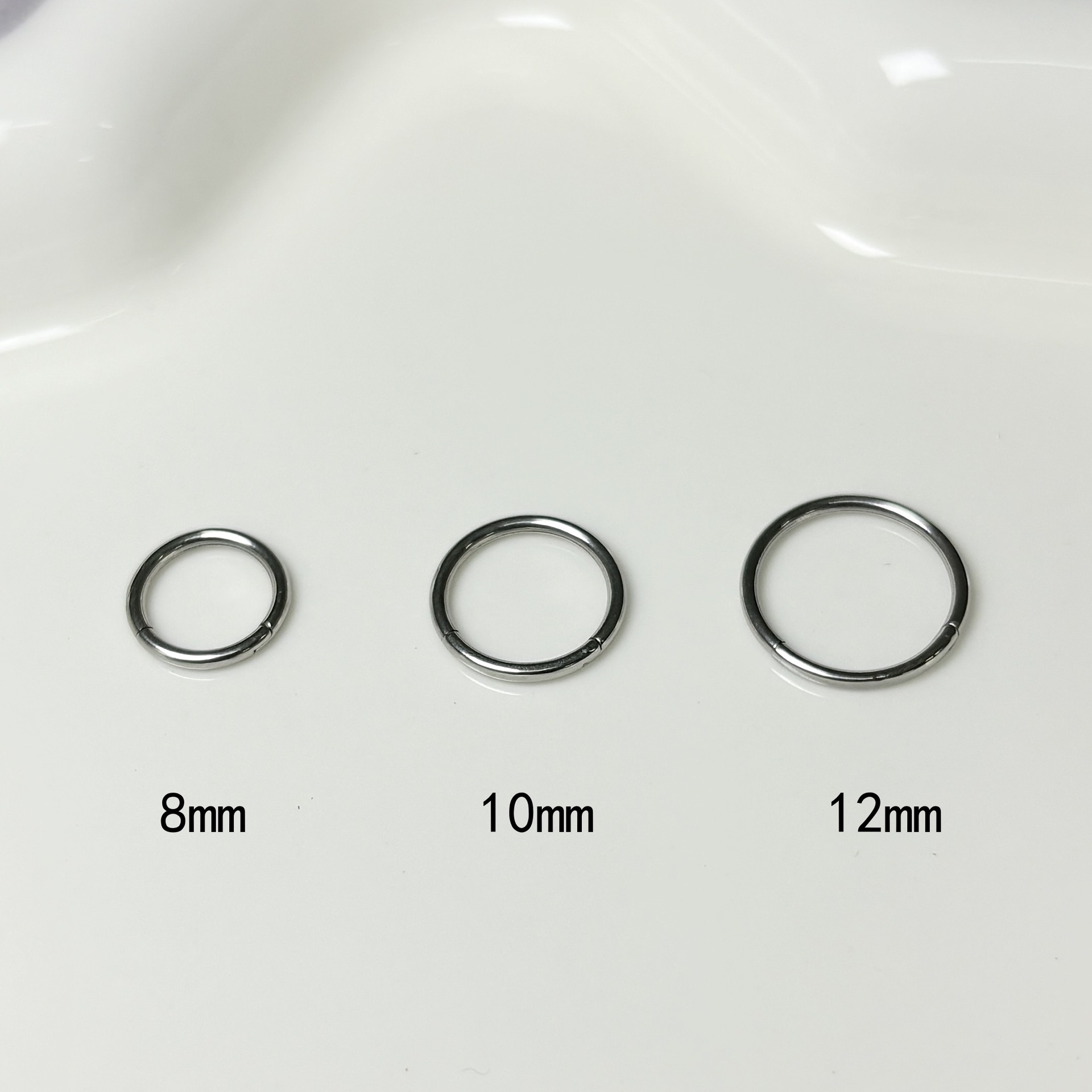 Titanium Steel Seamless Lip Ring Hoop 12mm Diameter 1.2mm Thick Plain Sleek Piercing Jewelry Wholesale - Image 2