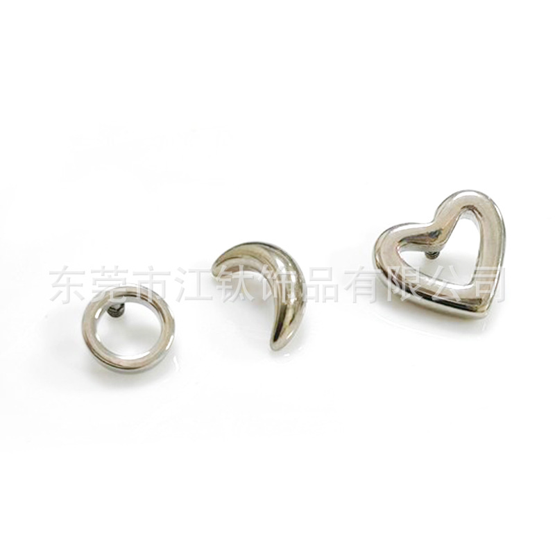 G23 Titanium Ear Cartilage Stud Heart Moon Circle Earrings for Helix Tragus Piercing - Image 5
