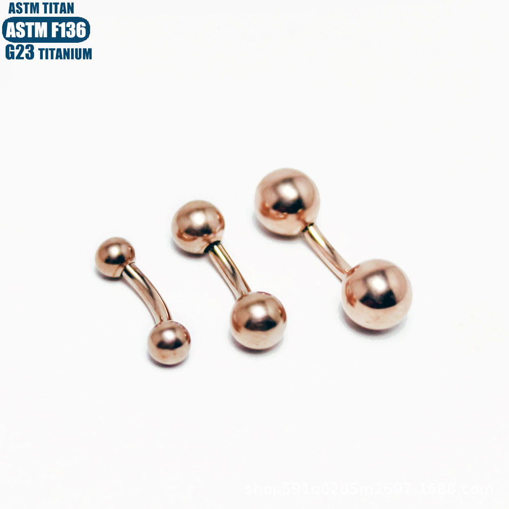 F136 Titanium Alloy Rose Gold Tongue Barbell Curved Barbell Internally Threaded Double-Ended Body Piercing Jewelry - Image 2