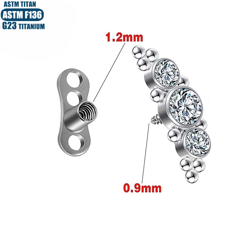 Zircon Titanium Buried Nail with Base G23 Human Body Piercing Jewelry Welding Ball Internal Teeth Skin Graft Bone Nail Lock - Image 3