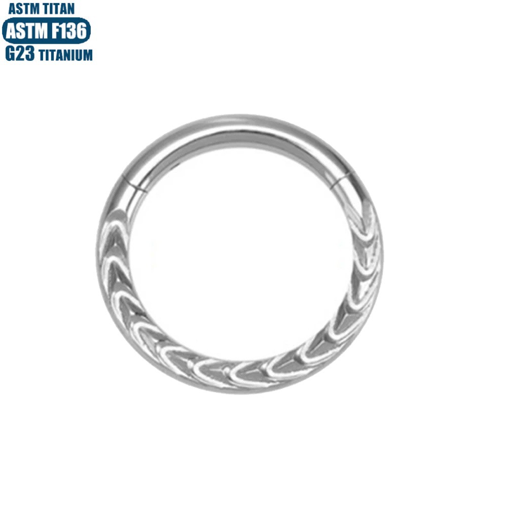 F136 Implant Jewelry Titanium Alloy Nose Ring Round CNC Carved Floral Seamless Closed Helix Piercing Earring - Image 4