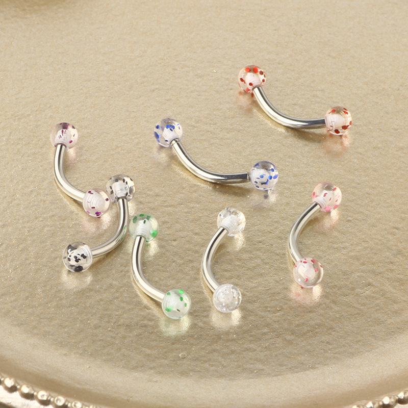 Stainless Steel Eyebrow Nose Lip Ring Acrylic Ball Piercing Jewelry Set Geometric Silver 2021 - Image 2