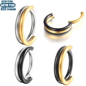 F136 Titanium Two-Tone Nose Ring Septum Ring Tragus Ear Bone Hoop Seamless Open Closed Seamless Ring