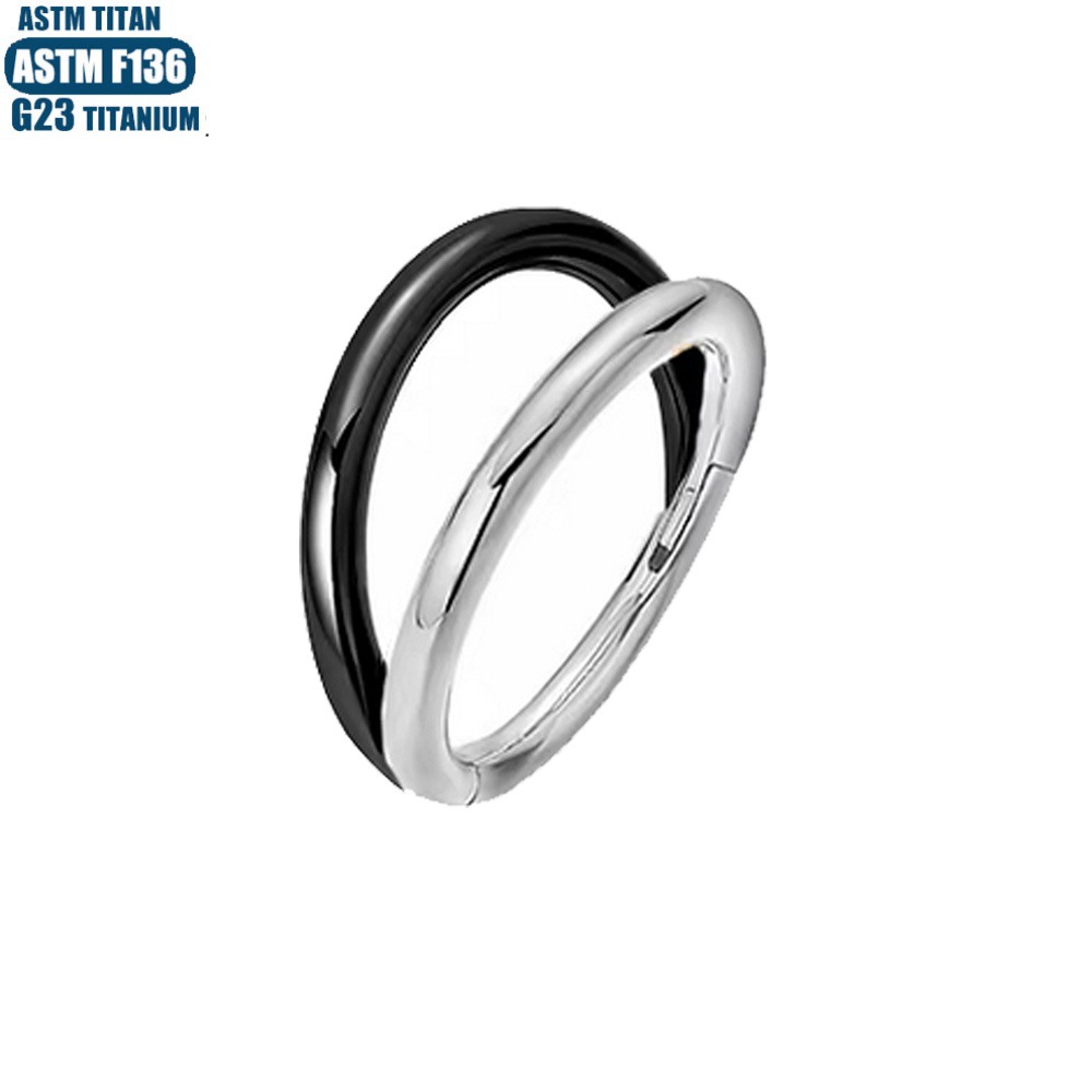 F136 Titanium Nose Ring Double Layer Two-Color Seamless Hinge Hoop Earring Cartilage Earring - Image 3