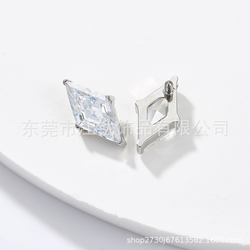 G23 Titanium Ear Cartilage Stud - Gold Large Diamond Zircon Ear Nail for Helix Tragus Piercing - Image 2