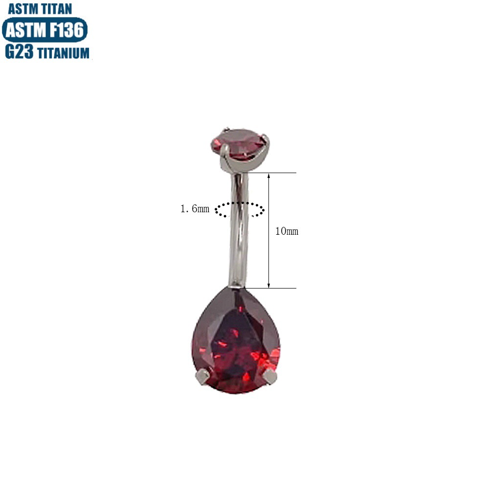Titanium Alloy Drop Shaped CZ Navel Ring with Inner Threading Belly Button Jewelry DQ037 - Image 2