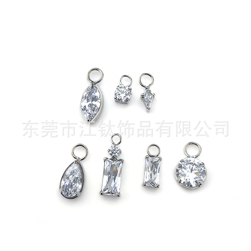 G23 Titanium Running Ring Pendant Square Water Drop Diamond-Encrusted Body Piercing Jewelry Earring - Image 5