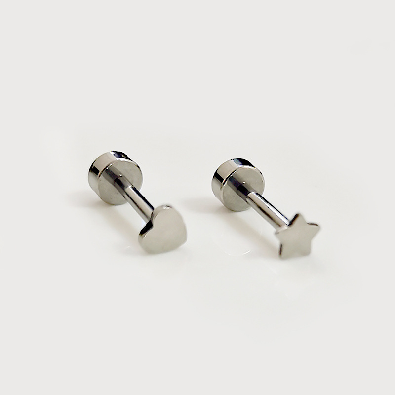 G23 Titanium Lip Nail Star Heart Shape ASTM F136 Piercing Jewelry Factory Direct - Image 2