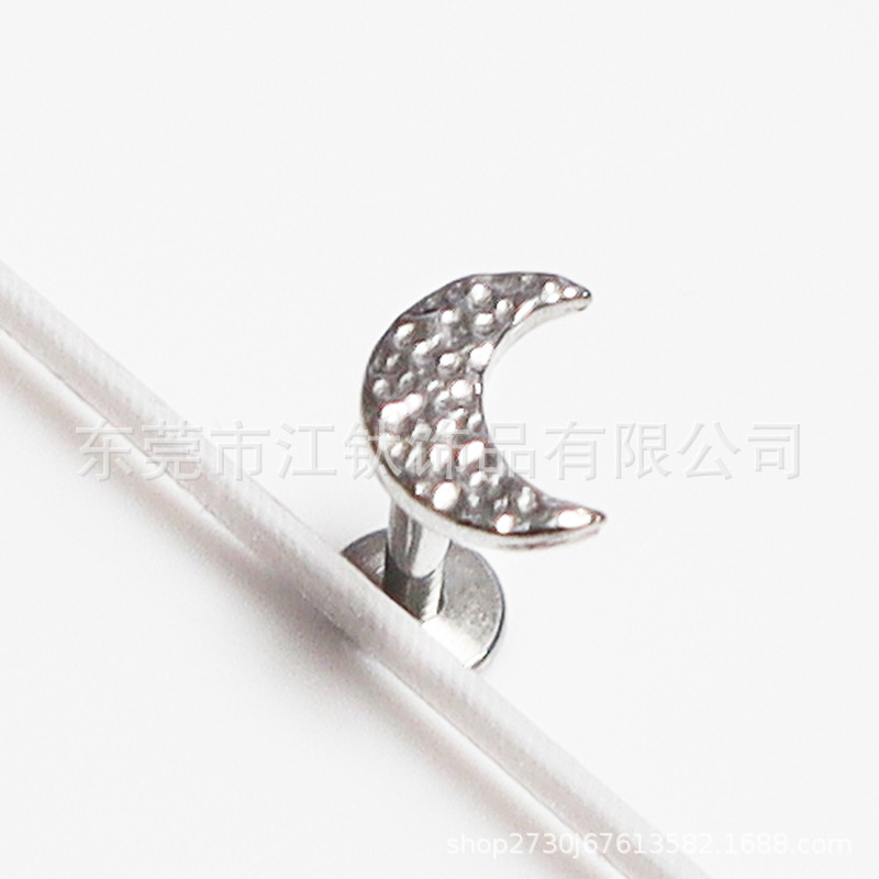 F136 Titanium Stud Earrings Star Moon Lightning Heart Shaped Earrings G23 Titanium Alloy Body Piercing Jewelry Ear Bone Nails - Image 3