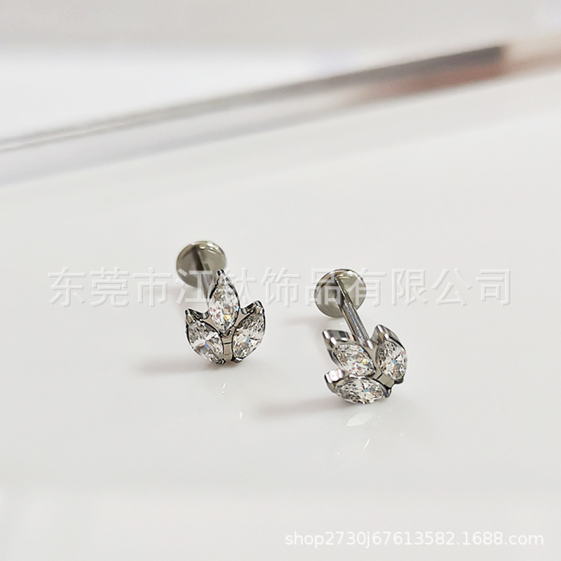 F136 Titanium Inlaid Horse Eye Ear Stud Labret Lip Piercing 5A Zircon G23 Titanium Alloy Body Jewelry - Image 3