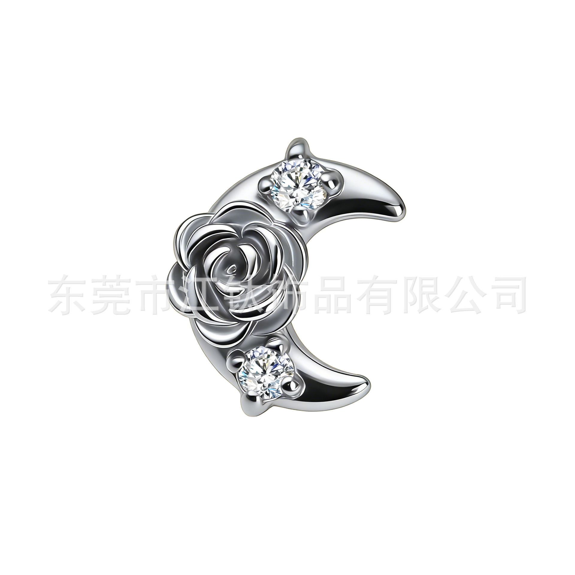 Butterfly Rose Moon 3D G23 Titanium Ear Stud Cartilage Piercing Jewelry 1.2x10mm Gold - Image 5