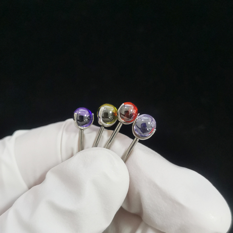 ASTM F136 Titanium Labret Stud Lip Piercing - 5mm CZ Gem Ball - 3 Claw Prong Setting - G23 Titanium Alloy - Image 4