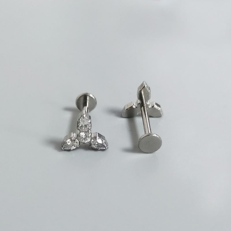 G23 Titanium Alloy Labret Stud with 5A Zircon Lip Piercing Jewelry Cross-Border Best Selling Manufacturer Custom Earrings - Image 2