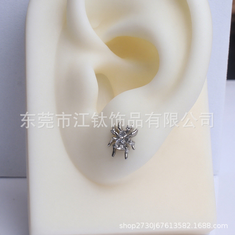 G23 Titanium Alloy Spider Earring with CZ for Cartilage Piercing ASTM F136 Body Jewelry - Image 3