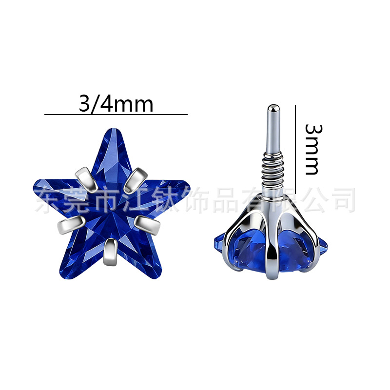 G23 Titanium Star Ear Stud with Green Zircon - Cartilage Earring, ASTM F136 Titanium Alloy Body Piercing Jewelry - Image 2