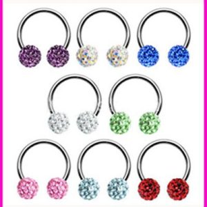 Factory Wholesale Gold Shambhala Ball Ear Studs Nose Nail Eyebrow Nail Lip Nail Ear Cartilage C Rod Non-Allergic 316L Surgical Steel
