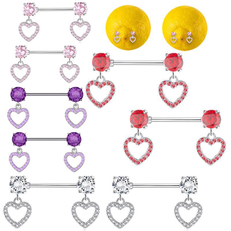 Heart-Shaped Stainless Steel Nipple Ring - Simple Geometric Body Piercing Jewelry for Daily Wear, Factory Direct Pair - Image 5