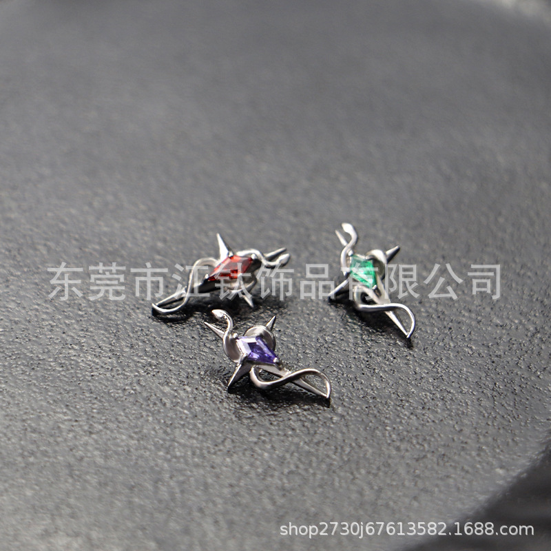 G23 Titanium Alloy Snake-Shaped Four-Pointed Star Piercing Earrings for Cartilage - Image 4