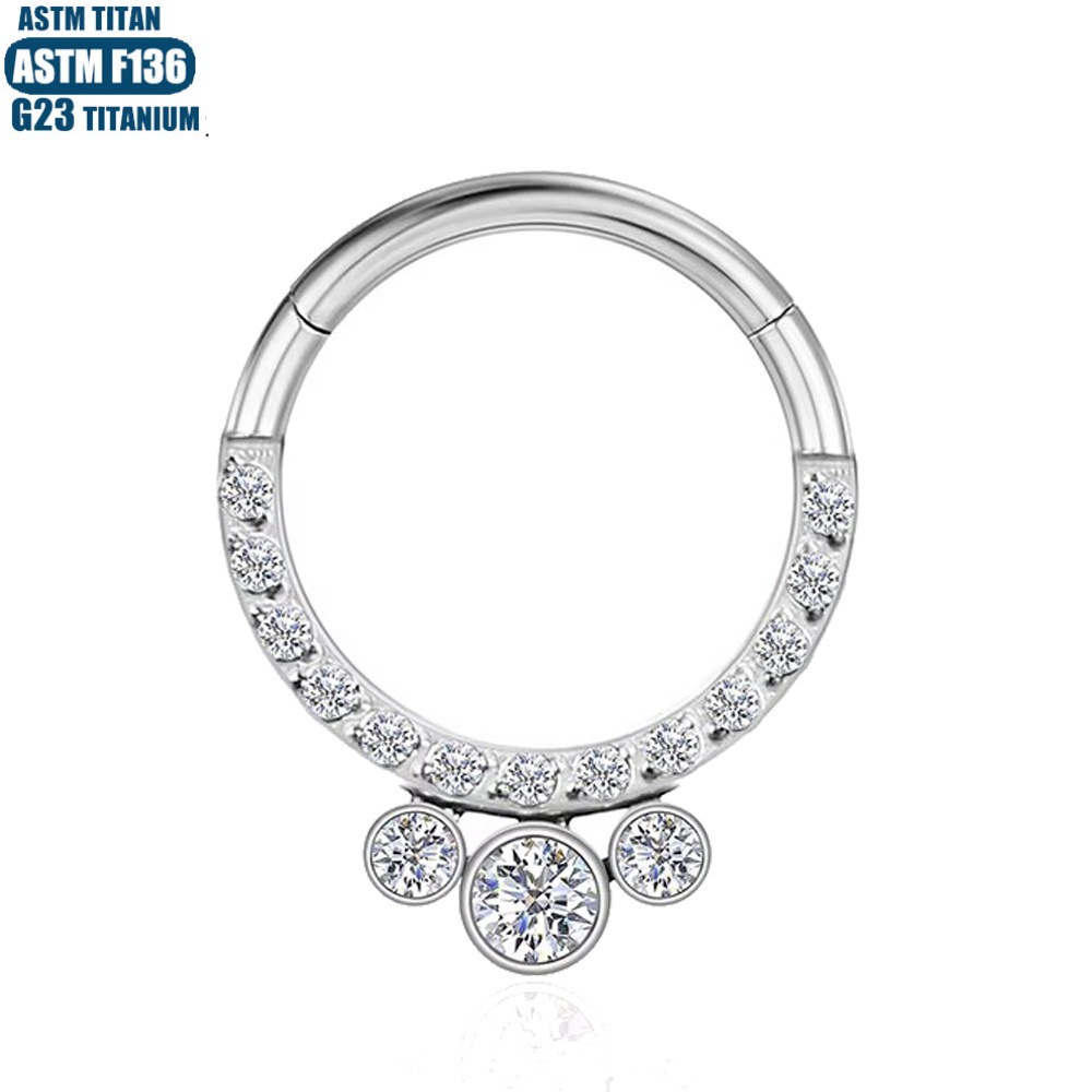 G23 Titanium Hinge Zircon Nose Ring Seamless Open Ring Conch Cartilage Earring - Image 2