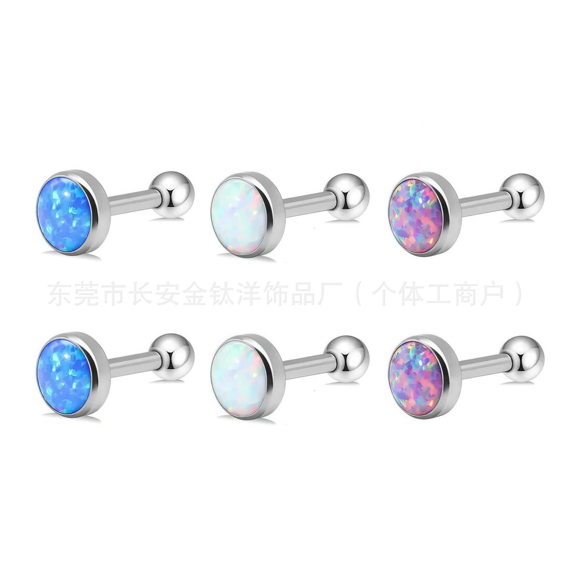 F136 Titanium Internally Threaded Opal Tongue Piercing Stud - G23 Titanium Alloy Body Jewelry for Ear Cartilage and Conch - Image 5
