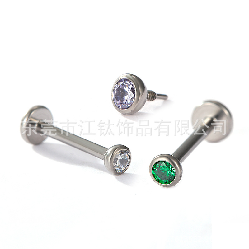 G23 Titanium Alloy Long Tooth Bowl Cup Ear Stud with 5A Zircon - Cartilage Earring - Image 3