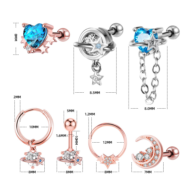 Elegant All-Match Star Moon Earrings with CZ Zircon Stainless Steel for Women - Image 5