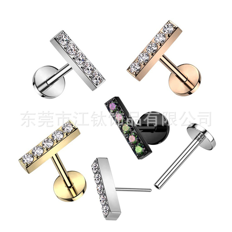 G23 Titanium Ear Nail with 5A Zircon - Square Gold Threaded Ear Cartilage Stud - Image 4