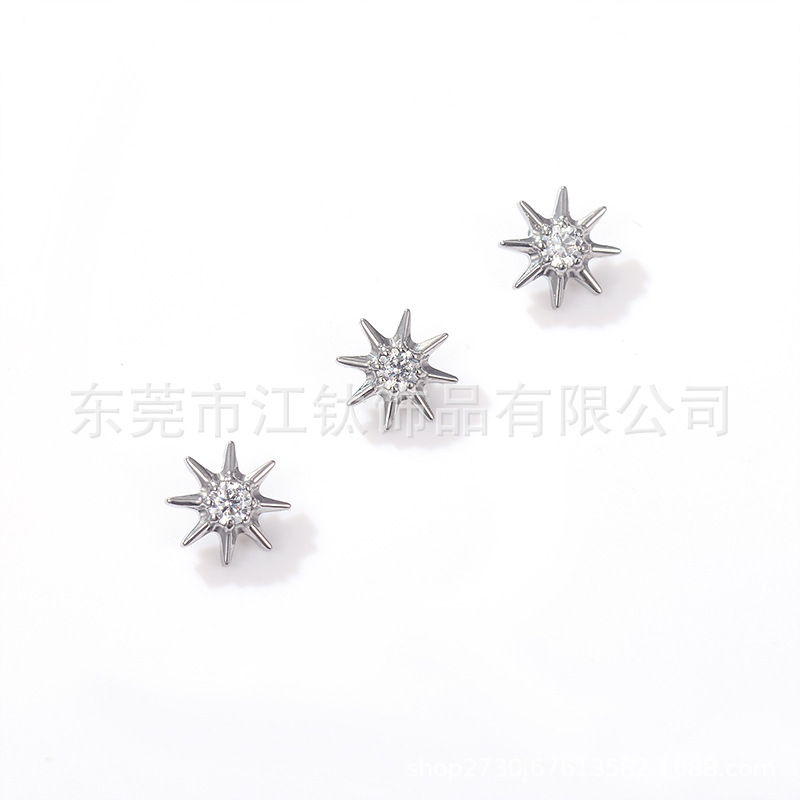 F36 Titanium Ear Nail Small Sun Diamond Lip Nail Star G23 Titanium Alloy Piercing Jewelry Ear Bone Nail - Image 5