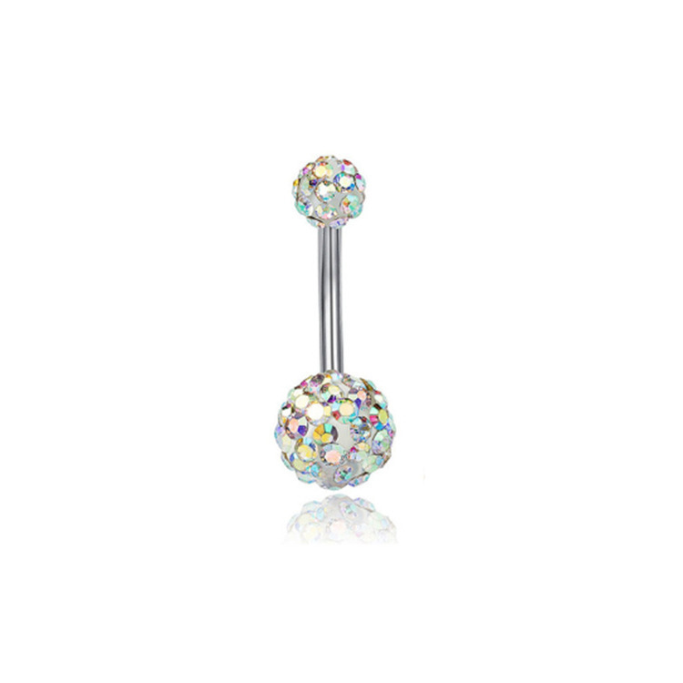 AliExpress 4-Piece Stainless Steel Navel Ring Set with Zircon Diamond Embossed, Belly Button Jewelry, Factory Direct, In Stock, Silver - Image 5