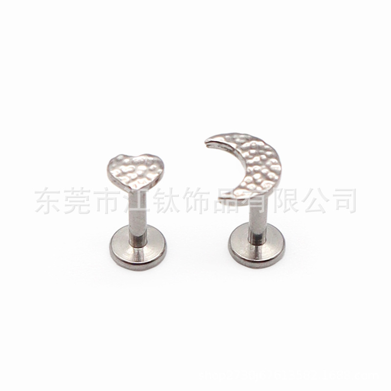F136 Titanium Stud Earrings Star Moon Lightning Heart Shaped Earrings G23 Titanium Alloy Body Piercing Jewelry Ear Bone Nails - Image 5