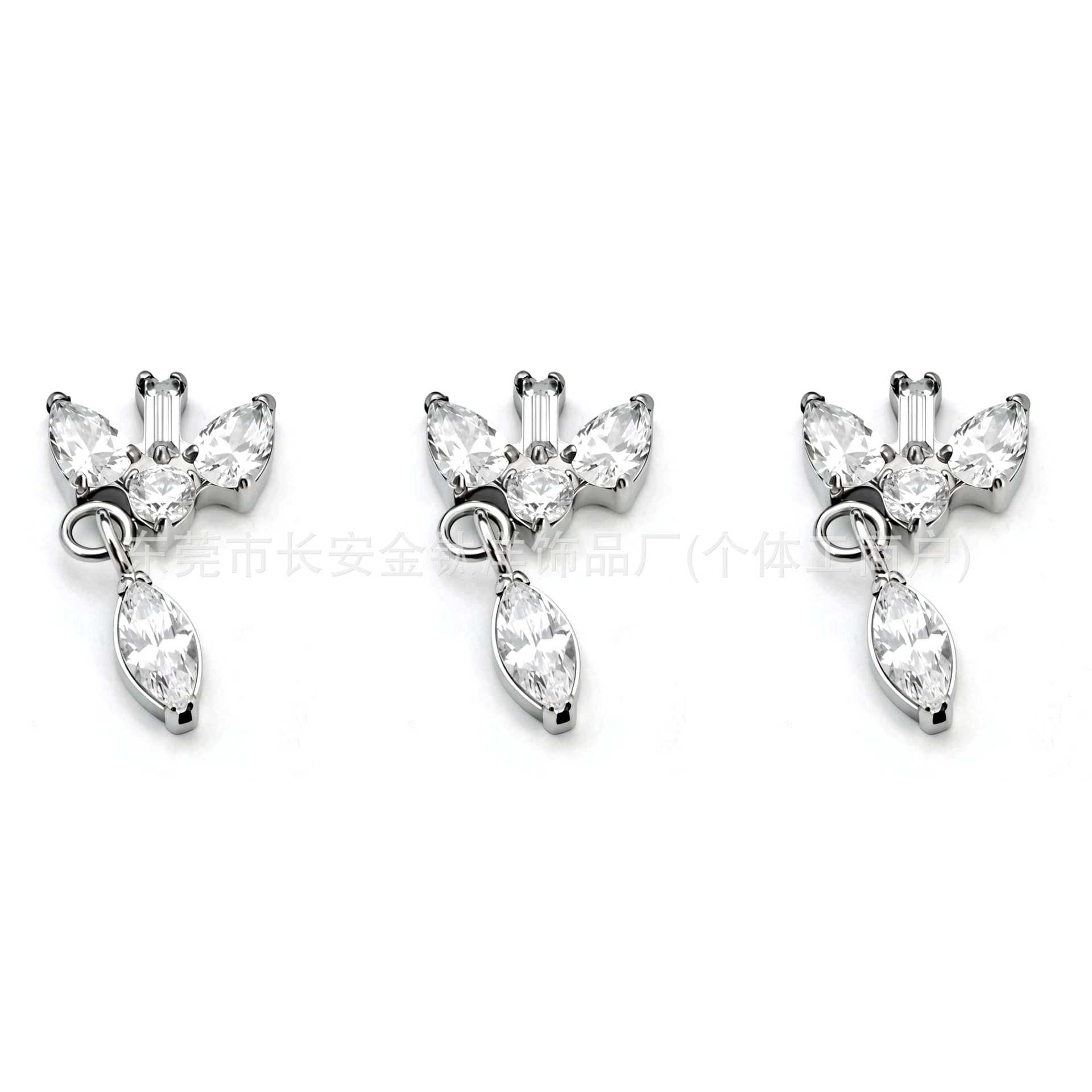 F136 Titanium Irregular Square Zircon Water Drop Pendant Ear Bone Studs - G23 Titanium Alloy Body Piercing Jewelry - Image 5