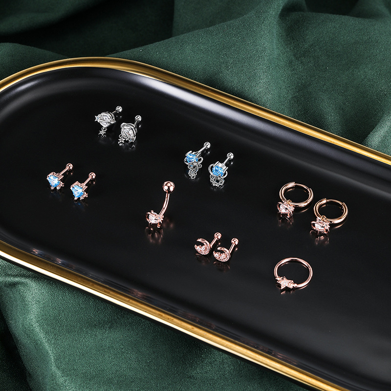 Elegant All-Match Star Moon Earrings with CZ Zircon Stainless Steel for Women - Image 4