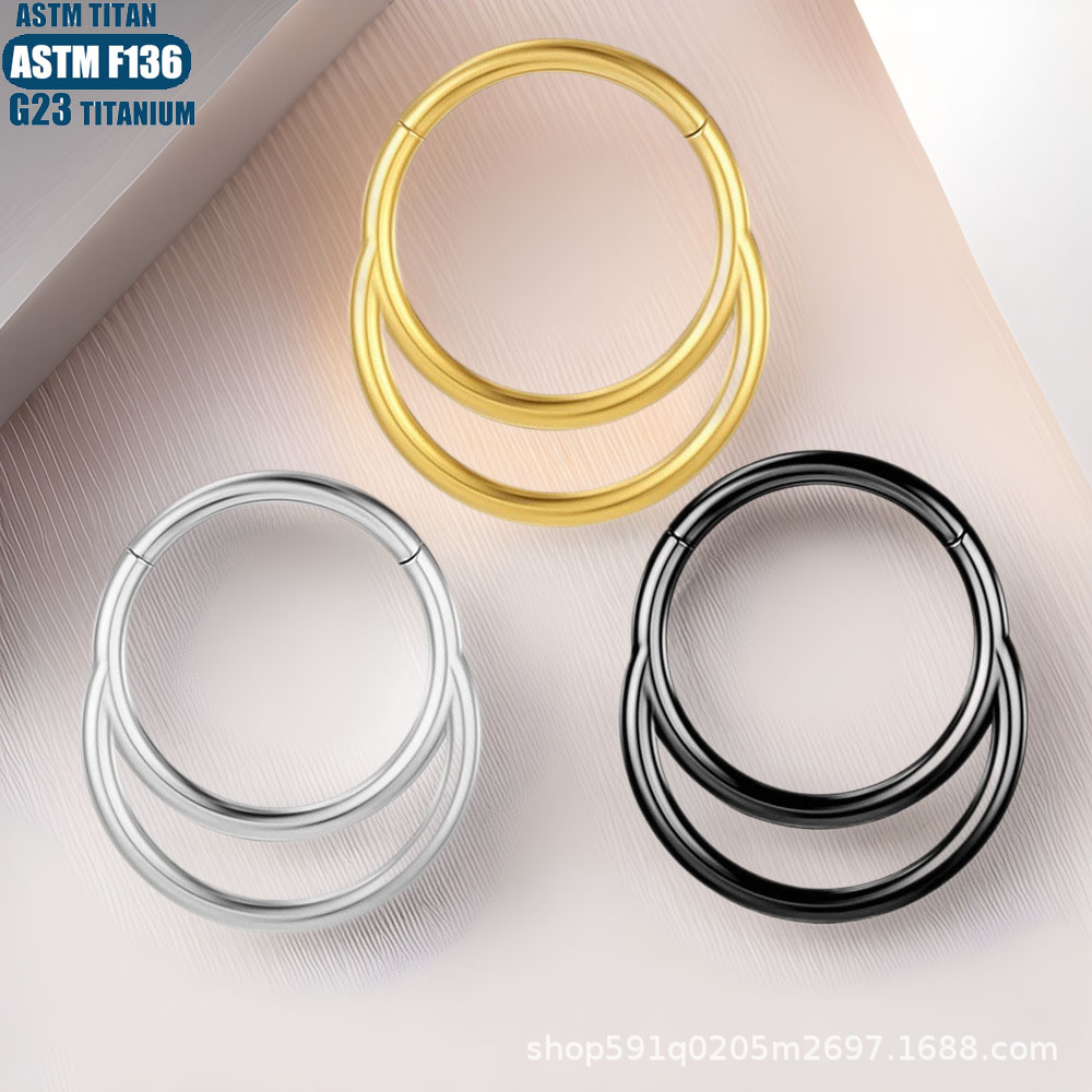 F136 Titanium Alloy Zircon Nose Ring Seamless Ring Nasal Septum Ring Moon Earrings Stud - Image 3