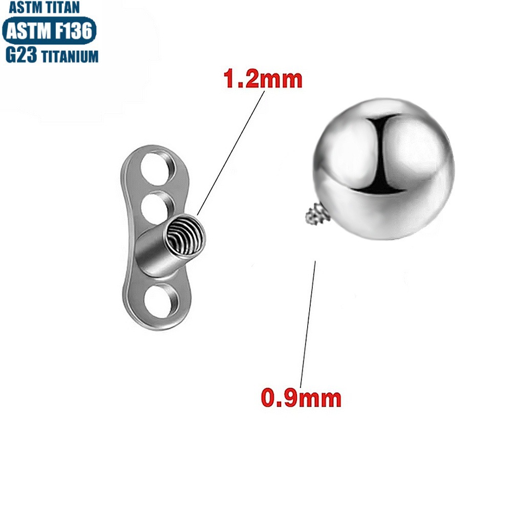 F136 Titanium Internal Thread Subcutaneous Implant Skin Nail with Base Lock - 1.2x0.9mm Silver - Image 3