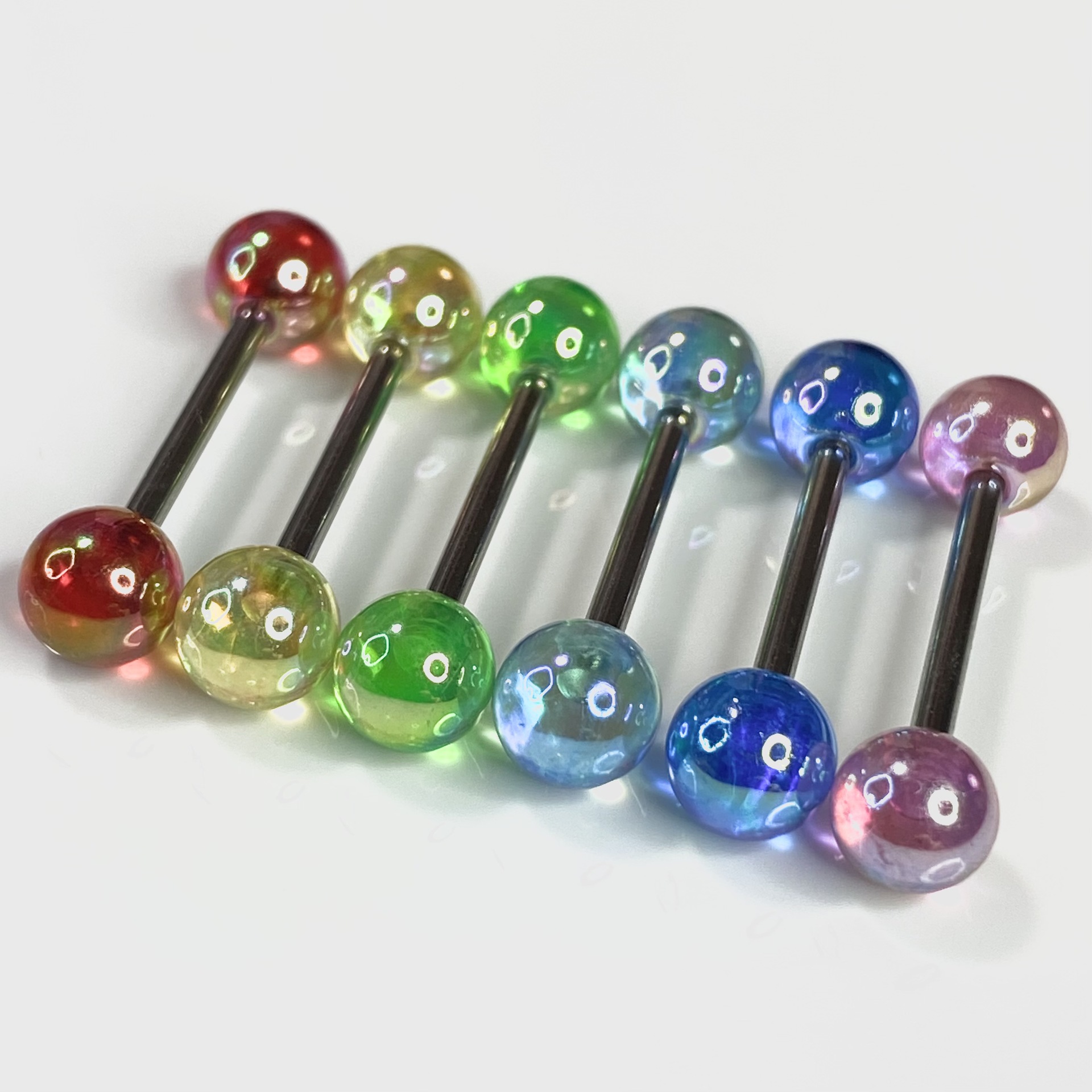 Acrylic Tongue Barbell Yellow 12mm Bar Length 1.6mm Thick 6mm Ball Oral Piercing Jewelry - Image 5