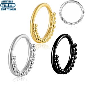 G23 Titanium Alloy Nose Ring with Side Welded Bead Hinge Seamless Hoop Earring