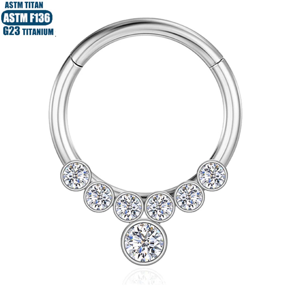G23 Titanium Seamless Open Nose Ring Earring - Cartilage Hoop with Zircon - Body Piercing Jewelry - Image 2