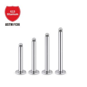 G23 Titanium Flat Bottom Labret Stud Ear Cartilage Piercing Jewelry 0.8x12mm External Thread