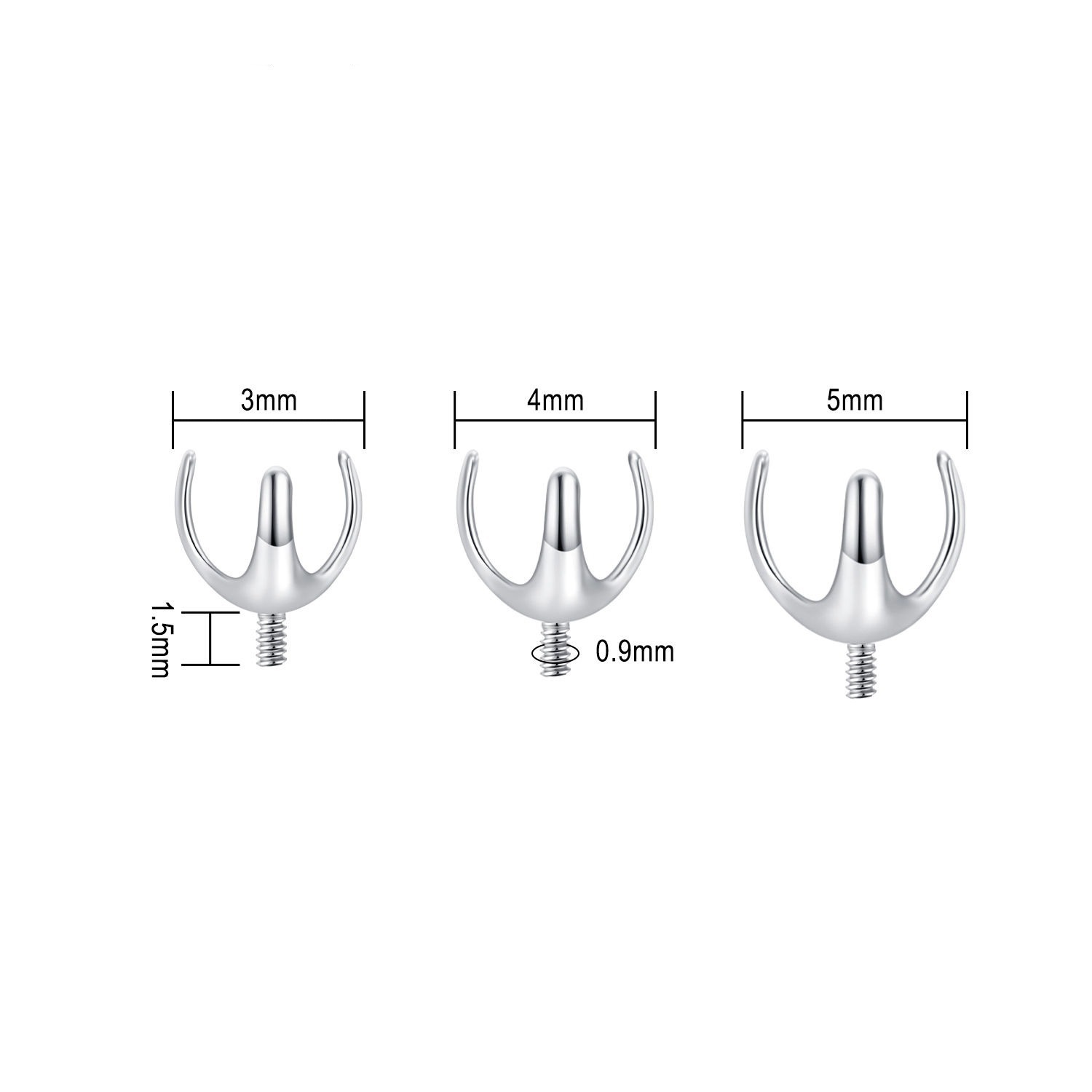 F136 Titanium Three-Claw Opal Empty Holder Lip Nail Ear Bone Nail Body Piercing Jewelry - Image 3